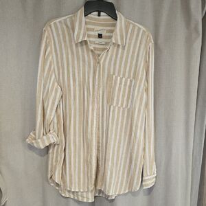 Universal Thread Beige and White Striped Shirt
